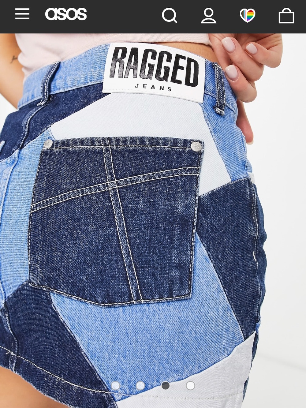 The Ragged Priest Patchwork colorbock Denim micro mini skirt light dark wash